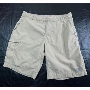 The North Face Mens 36 Shorts Tan Khaki Nylon Lightweight Cargo Pocket 9" inseam